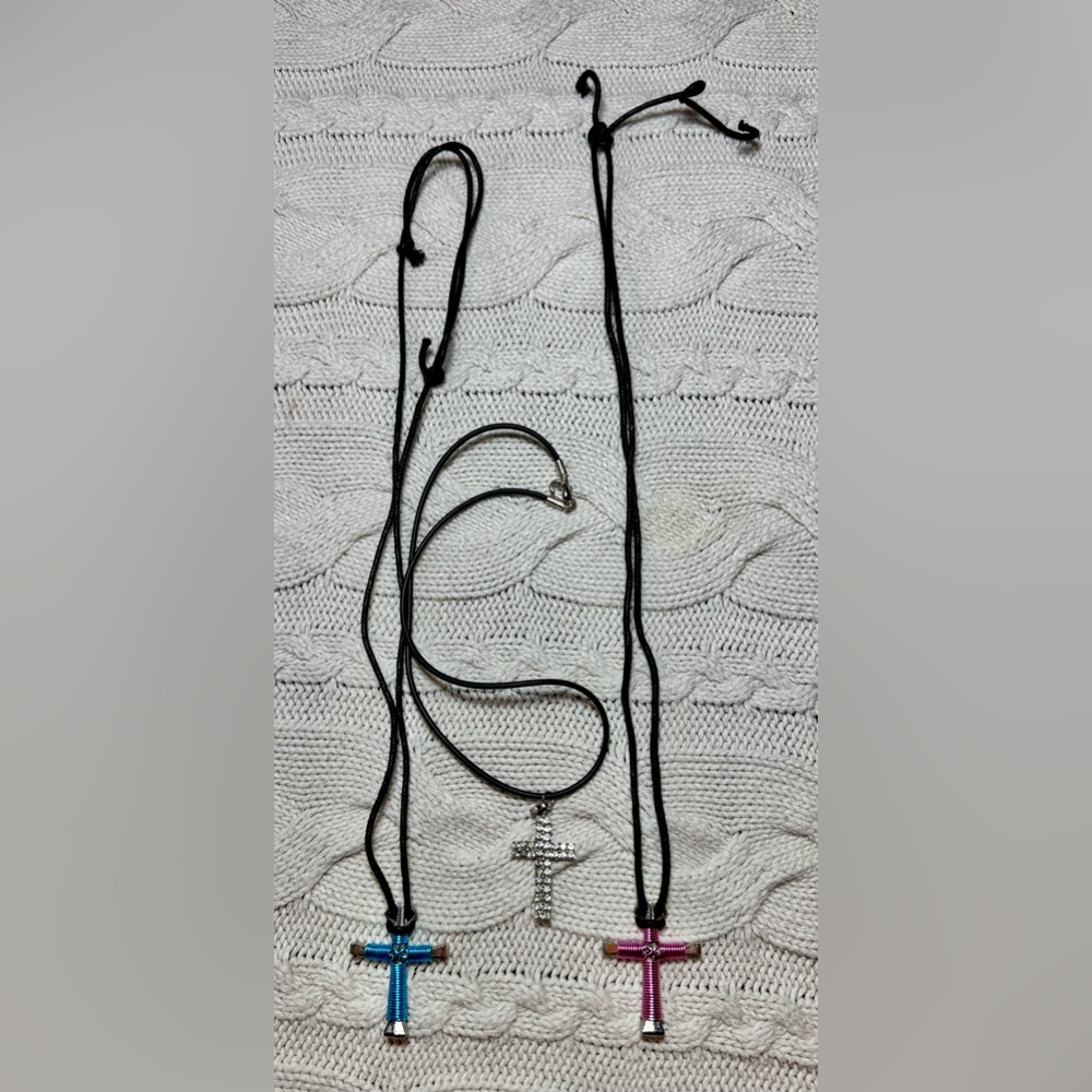Lot of 3 Cross Necklaces #1043